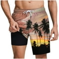 thumbnail image 1 of JUUYY Swim Trunks for Men with Compression Liner Quick Dry Bathing Suit Drawstring Elastic Waist Beach Board Shorts with Pockets Brown S, 1 of 6