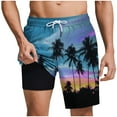 thumbnail image 1 of JUUYY Swim Trunks for Men with Compression Liner Quick Dry Bathing Suit Drawstring Elastic Waist Beach Board Shorts with Pockets Navy XL, 1 of 6
