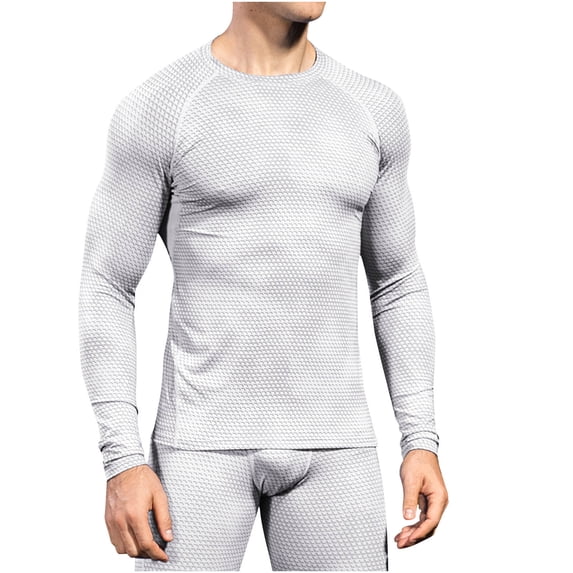 JUUYY Thermal Underwear for Men Long Warm Shirts Pants Base Layer Thermal Underwear Trendy Set White L