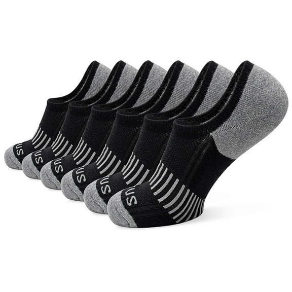 JUUYY Unisex Breathable Cotton Ankle Socks No Show Sports Compression Socks for Men Women with Cushion (6 Pairs) Black#1 Free Size