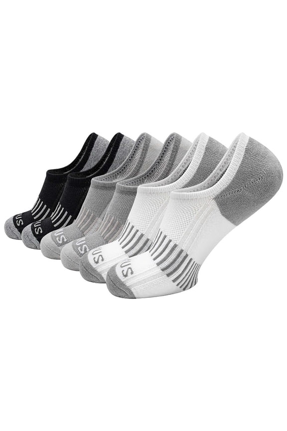 Unisex Breathable Cotton Ankle Socks No Show Sports Compression Socks for Men Women with Cushion (6 Pairs) Silver#1 Free Size