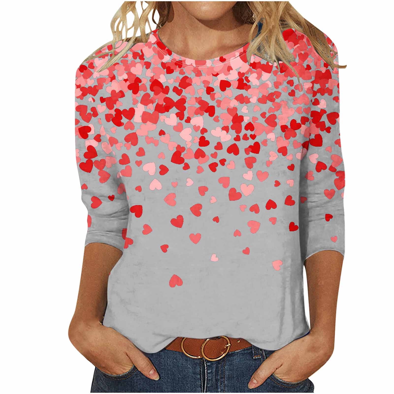 JUUYY Valentines Day Gift T-Shirts for Women Girls Dressy Casual Plus ...