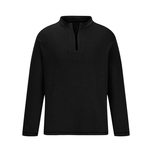 JUUYY Vintage Sweatshirts for Men Pullover Workout Gym Outdoors Long Sleeve Sweatshirt Slim Fit Quarter Zip Shirts Black L