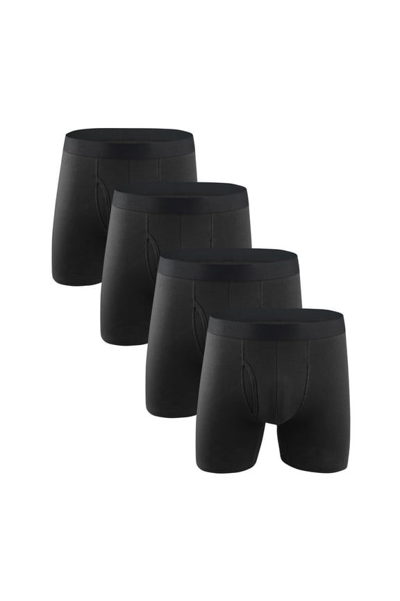 Washable Incontinence Underwear for Men Leak Proof Cotton Boxer Brief Absorbent Reusable 4/5/6 Pack Black S