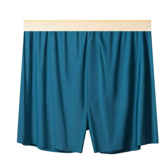 JUUYY Washable Silk Boxers - Breathable Mens Silk Shorts with Functional Fly - Boxers for Men - Silk Boxer Shorts Blue L