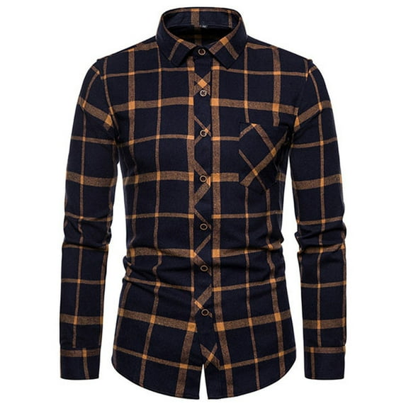 JUUYY Western Shirts for Men - Men's Cowboy Pearl Snap Buttons Plaid Long Sleeve Lightweight Casual Regular Fit Work Shirt Tops with Front Pockets Beige S