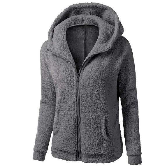 JUUYY Winter Coats for Men Casual Plus Size Solid Color Full Zip up Long Sleeve Plush Warm Hooded Coat Outwear Trendy Comfy Wool Sweater Tops with Pockets Dark Gray XXXL