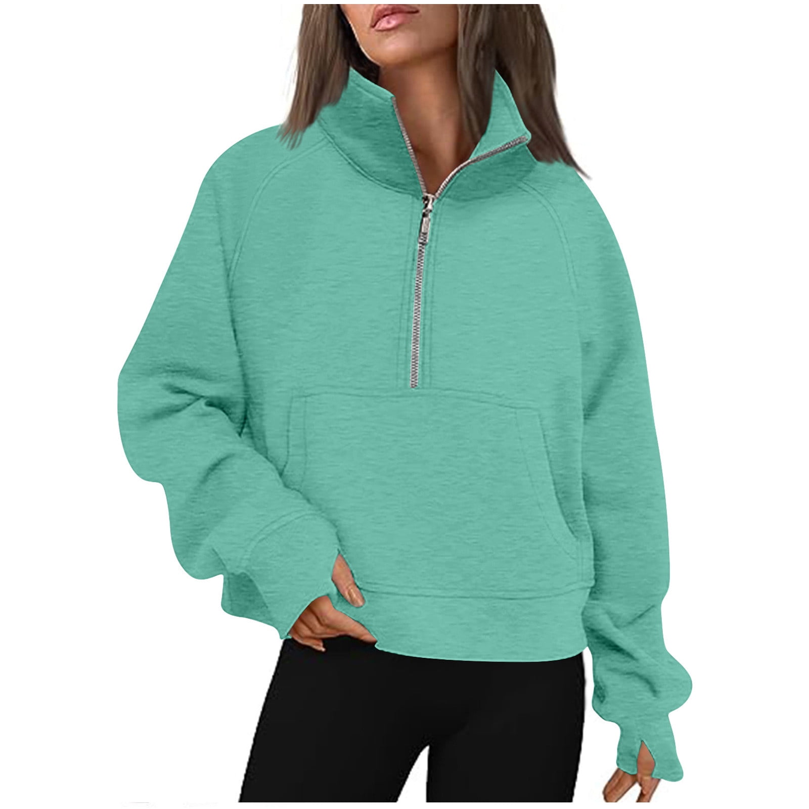 トップス KAJA heavy fleece pullover sweat size2 JUUYY-Women-Half-Zip-Pullover-