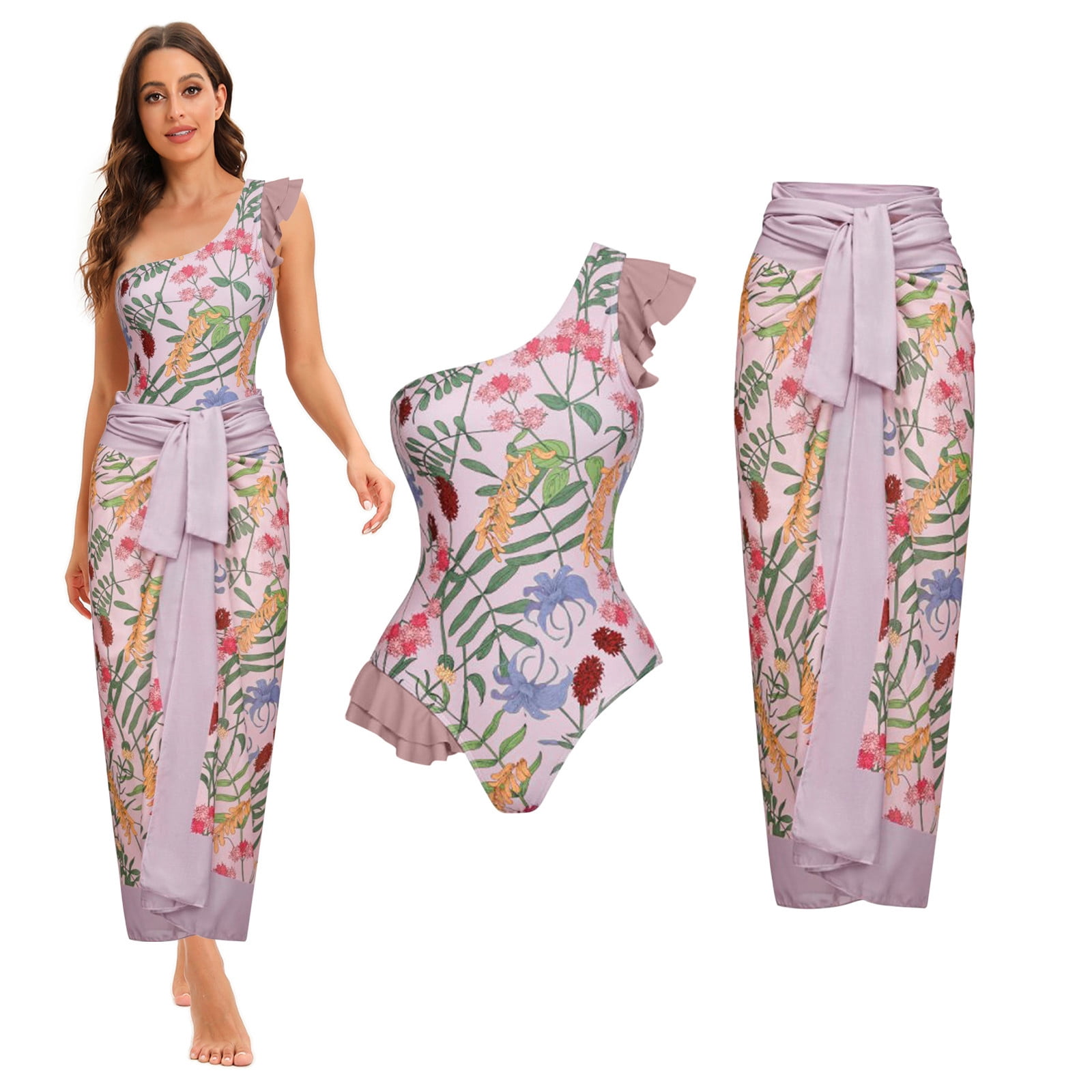 JUUYY Women One Piece Swimsuit with Matching Cover Ups Boho Vintage