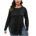 thumbnail image 1 of JUUYY Women's Casual Long Sleeve T Shirt Crewneck With Side Split Fall Pullover Loose Tunic Sweater Tops Black XXL, 1 of 6