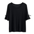 thumbnail image 1 of JUUYY Women's Casual Summer Ruffle Short Sleeve High Low Loose T Shirt Modal Basic Tees Tops for Women Black XL, 1 of 5