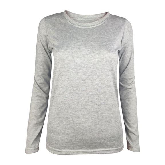 JUUYY Women's Long Sleeve Shirts Fall Fashion Cotton Layering Slim Fitting Runic Tops Solid Color Crew Neck Under Scrub Tee Gray XXL