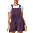 thumbnail image 1 of JUUYY Women's Short Overalls Summer Casual Sleeveless Solid Color Button Adjustable Strap Loose Linen Short Bib Overalls Jumpsuit Rompers Wine XXL, 1 of 5
