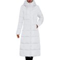 thumbnail image 1 of JUUYY Women's Winter Over Knee Removable Hooded Maxi Long Puffer Down Solid Color Trendy Coat White XXL, 1 of 4
