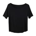 thumbnail image 1 of JUUYY Womens Girls Modal Cotton Short Sleeve Shirts Casual Solid Crew Neck T-Shirts Relaxed Basic Tee Tops Black#1 XL, 1 of 3
