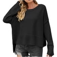 thumbnail image 1 of JUUYY Womens Oversized Tunic Sweaters Fall Slouchy Long Sleeve Ribbed Knit Side Slit Pullover Top Jumper Black S, 1 of 4