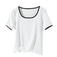 thumbnail image 1 of JUUYY Womens Sleep Shirts - Short Sleeve Pajama Tops for Women - Modal Round Neck Solid Color Pajamas Tee Top White#1 XL, 1 of 7