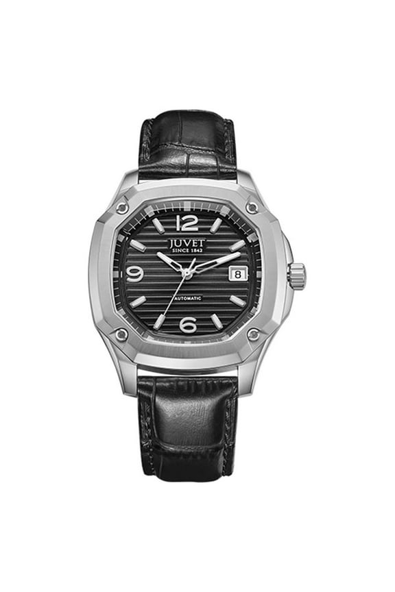 Mens Watch 7008A1 Classic Simple Watch Leather Strap Watch for Men, Black