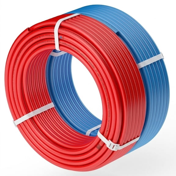 JUVOCT 1/2-Inch PEX-A Pipe, 2 x 100 Ft Flexible Tubing for Potable Water (Blue & Red), Plumbing Water Lines with Pipe Cutter