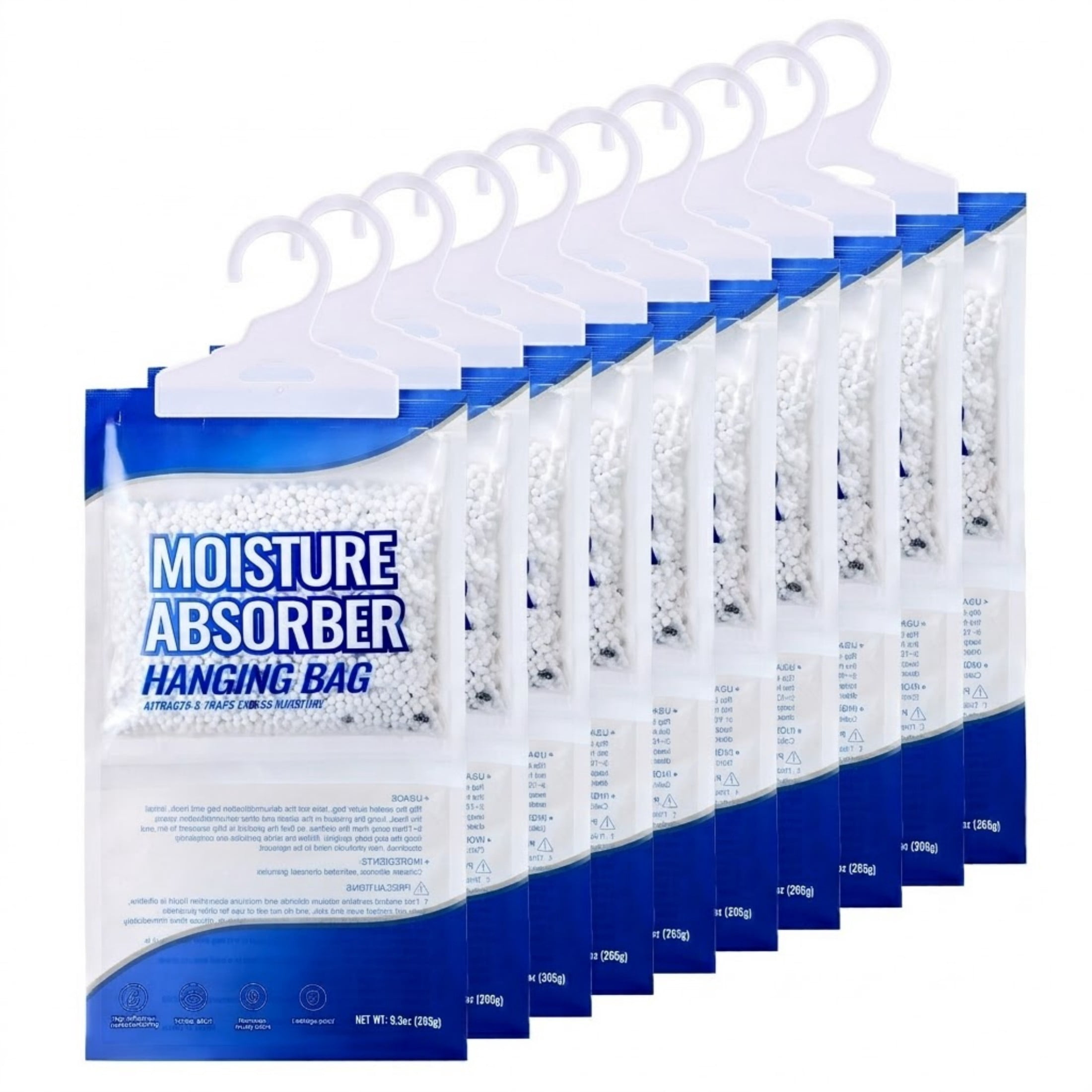 JUVOCT 10-Pack Hanging Dehumidifier Bags, 9.3 oz Fragrance Free Moisture Absorber