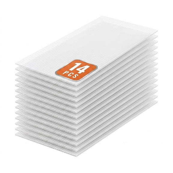 JUVOCT 14-Pack Polycarbonate Greenhouse Panels, 2' x 4' x 0.16'' Clear Corrugated Plastic Roof Sheets, UV Protected & Impact Resistant