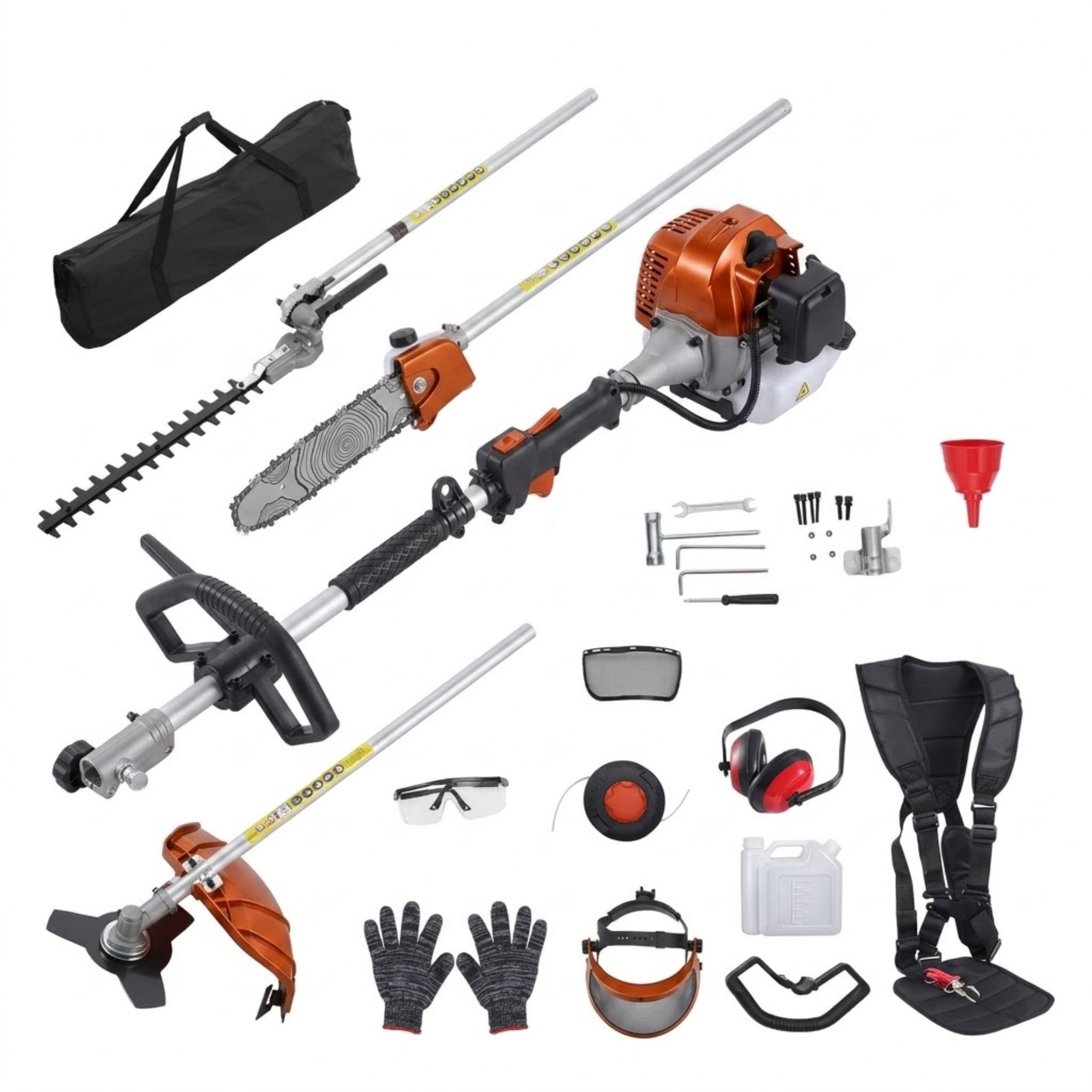 JUVOCT 26CC 5-in-1 Gas Powered Multi-Functional Trimming Tool, String Trimmer, Hedge Trimmer, Pole Saw, Edger with Extension Pole