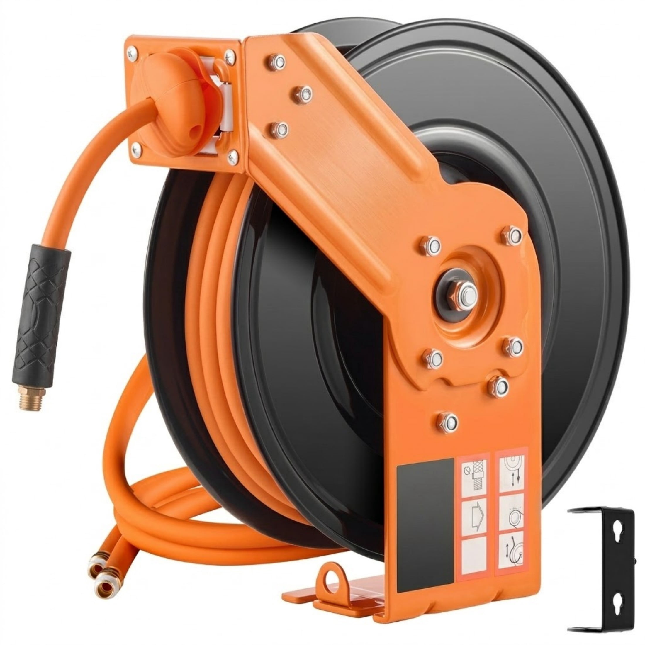 JUVOCT 3/8" x 50 ft Retractable Air Hose Reel, 300 PSI Heavy Duty Rubber Hose
