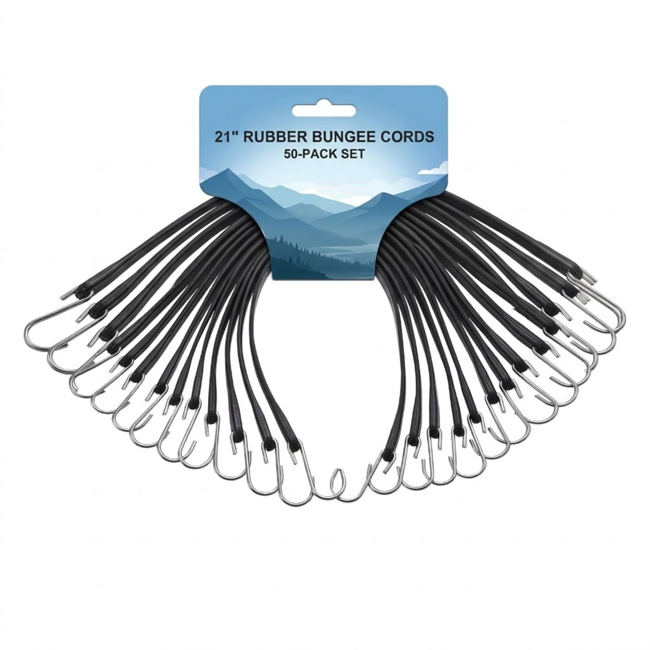 JUVOCT 50-Pack 21" Flat Bungee Cords, Heavy Duty Bungee Straps with S-Hooks