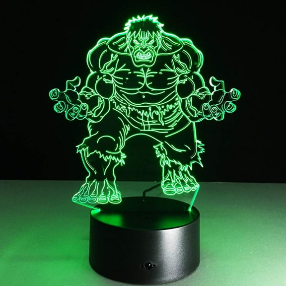 JUWYT Avengers Alliance Hulk 3D Night Lamp Creative LED Night Light for Bar Store Kids Bedroom Decoration 7 Colors Change G1116-319