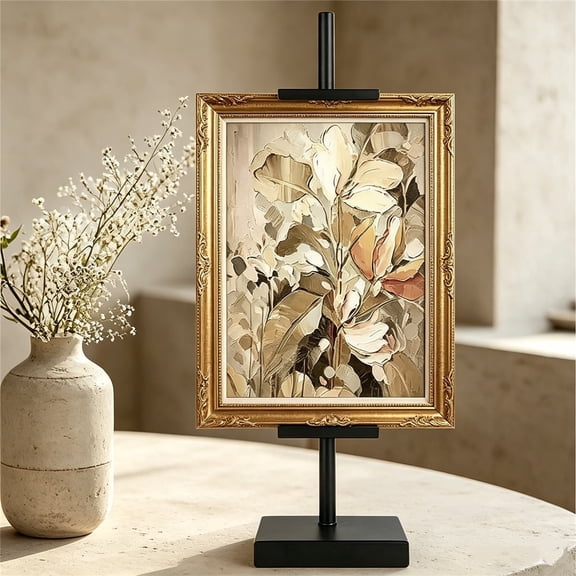 JUXIAO Tabletop Easel Stand, Adjustable Poster Stand for Frames up to 17", Black Metal Standing Easel Display Stand for Art Signs Photos, Framed Artwork Display Easel Stands,Frames, Home Events