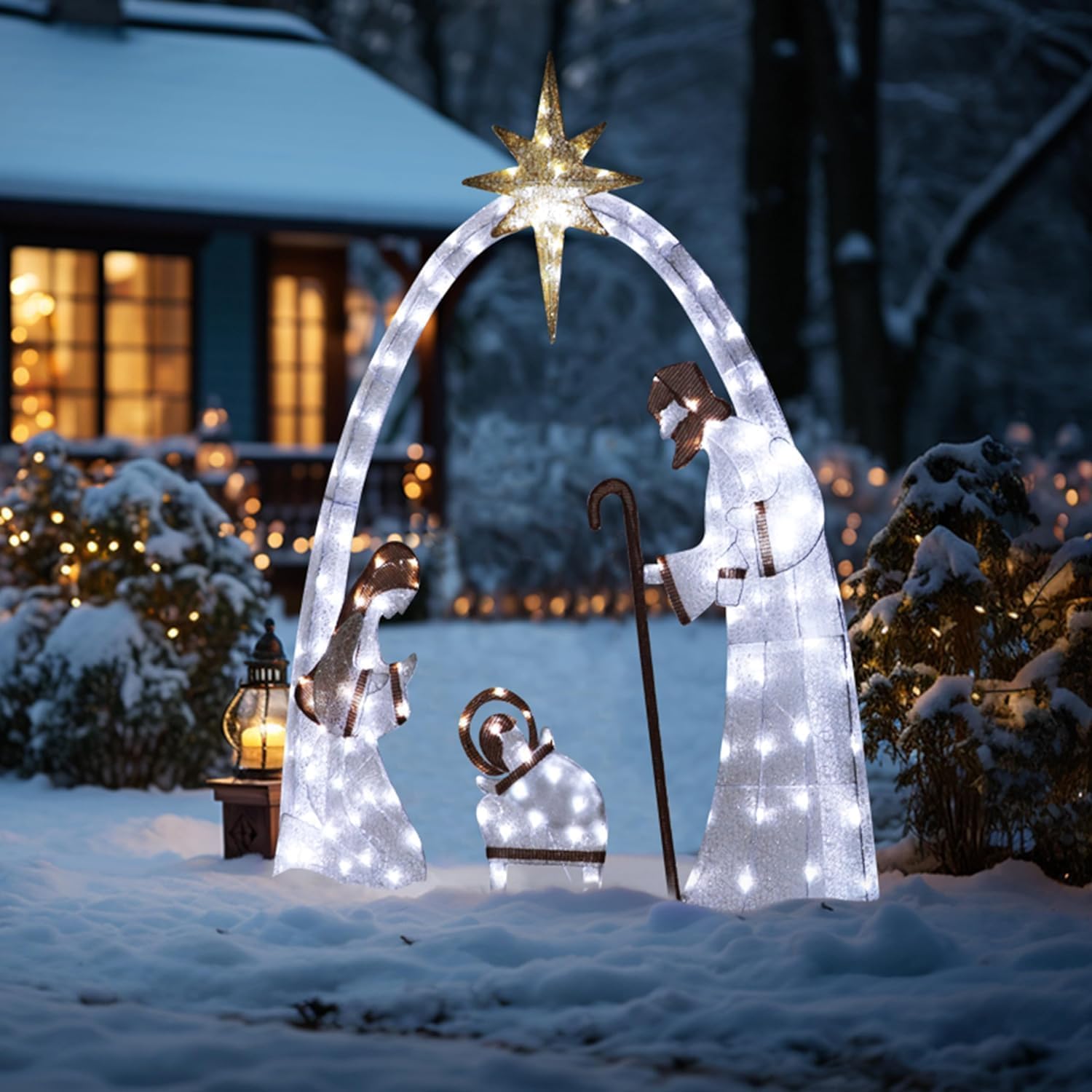 JUXYUE Lighted Christmas Decorations Outdoor Nativity Set, 2024 Lighted