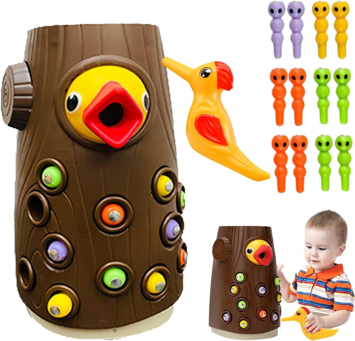 JUXYUE Bird Feeder Toys, Woodpecker Worm Toys Bird