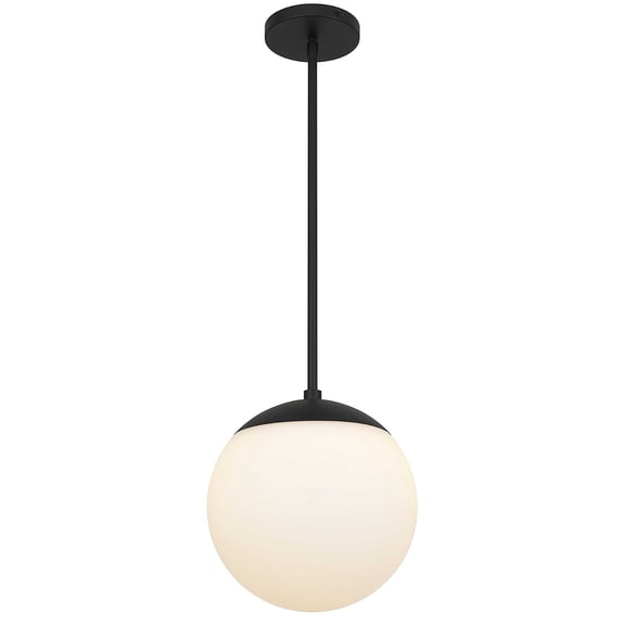 JUYG 10" Etched White Glass Globe Pendant, Integrated LED