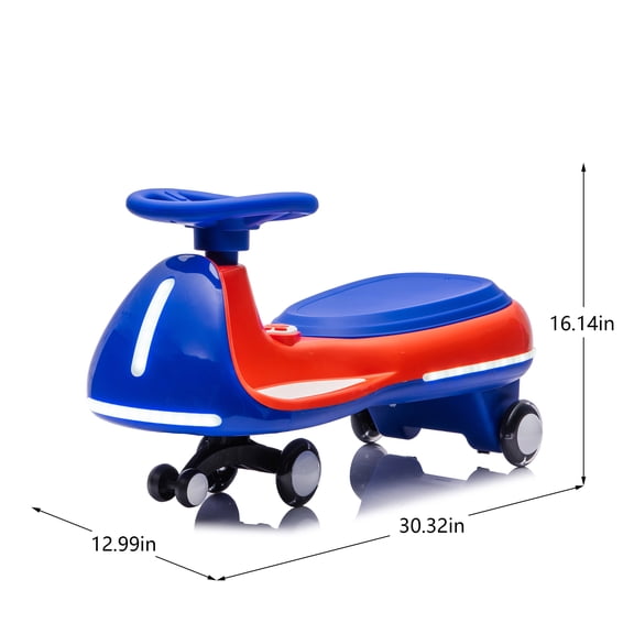 JUYG 12V Electric Wiggle Car, 2-in-1 Smart Design, LED Lights, Flashing Wheels, Bluetooth, Ages 3-8