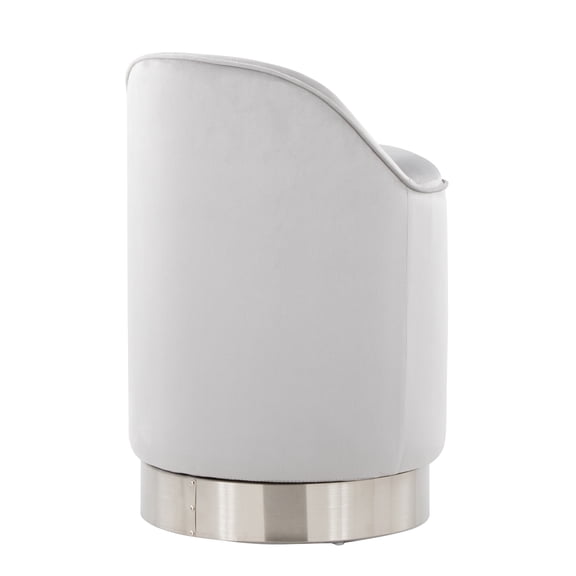 JUYG 18 Inch Vanity Stool with Swivel, Chrome Frame, Silver Velvet