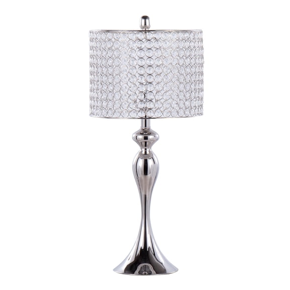 JUYG 27" Polished Nickel Table Lamp, Crystal Beads, Set of 2