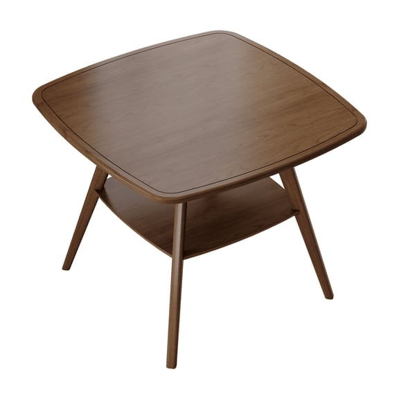 JUYG Modern Wooden Dining Table with Storage Shelf, Walnut Finish