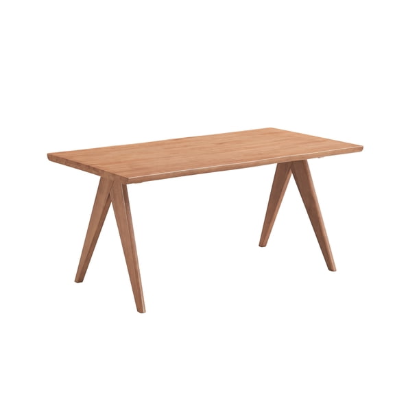 JUYG Natural Finish Dining Table, Wooden Legs