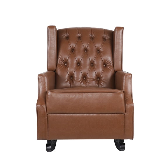 JUYG Nursery Rocking Chair with Wingback, Solid Wood Frame