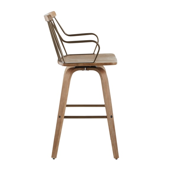 JUYG Whitewashed/Antique Copper Counter Stool
