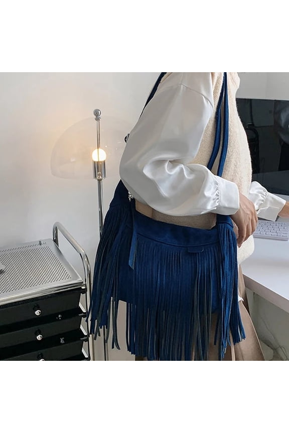 Autumn Winter Deerskin Velvet Tassel Shoulder Bag Vintage Large Capacity Crossbody Bag Fashion Messenger Handbag Purse bolsa