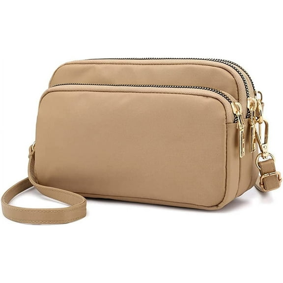 JUYGO Bag for Women Multi Zip Pocket Shoulder Bag Nylon Handbag Clutch Bag with Wrist Strap Casual Purse