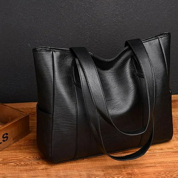 JUYGO Big Bag Fashion Women Pu Leather Handbag Brief Shoulder Bag Black White Large Capacity Luxury Tote Shopper Bag Designer