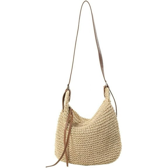 JUYGO Caistre Handwoven Straw Bag for Women Summer Beach Handbag Lightweight Large Straw Tote Bag for Vacation Travel