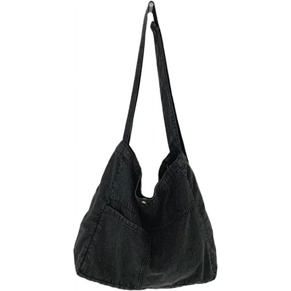 JUYGO Canvas Hobo Bag Denim Shoulder Bag for Women Fashion Large Shopping Handbag