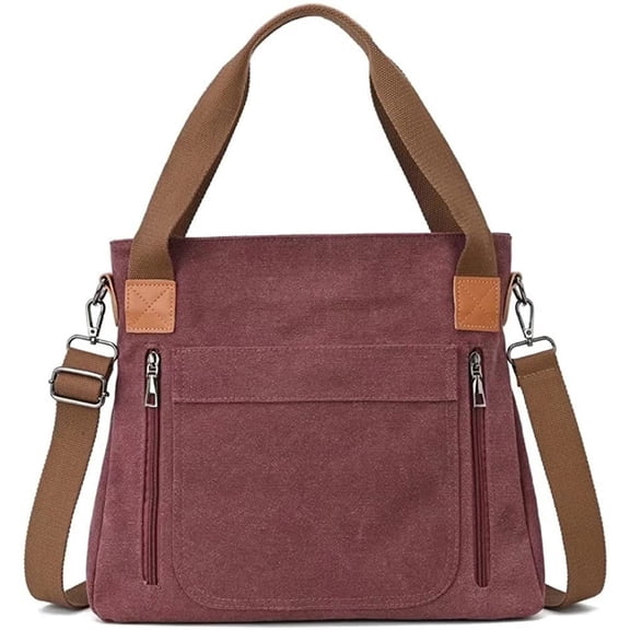 JUYGO Canvas Shoulder Bag for Women Top Handle Tote Bag Large Capacity Crossbody Bag Casual Handbag Purse