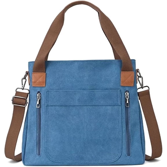 JUYGO Canvas Shoulder Bag for Women Top Handle Tote Bag Large Capacity Crossbody Bag Casual Handbag Purse