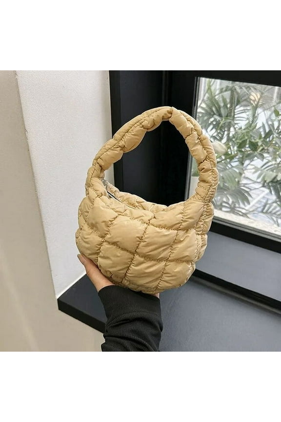 Casual Quilted Hobos Bag Women Underarm Ruched Bags Luxury Designer Nylon Padded Small Handbags Soft Puffy Shopper Purses