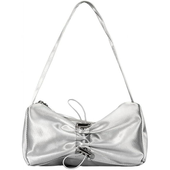 JUYGO Chic Bow Tote Bag Satin Drawstring Shoulder Bag Retro Classic Clutch Hobo Handbag for Women