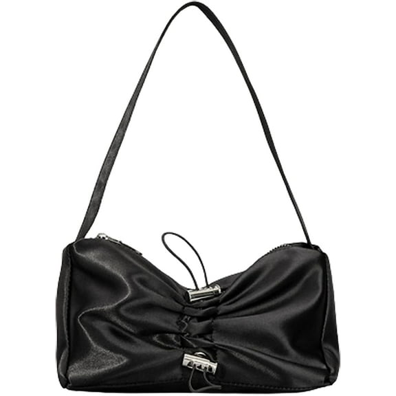 JUYGO Chic Bow Tote Bag Satin Drawstring Shoulder Bag Retro Classic Clutch Hobo Handbag for Women